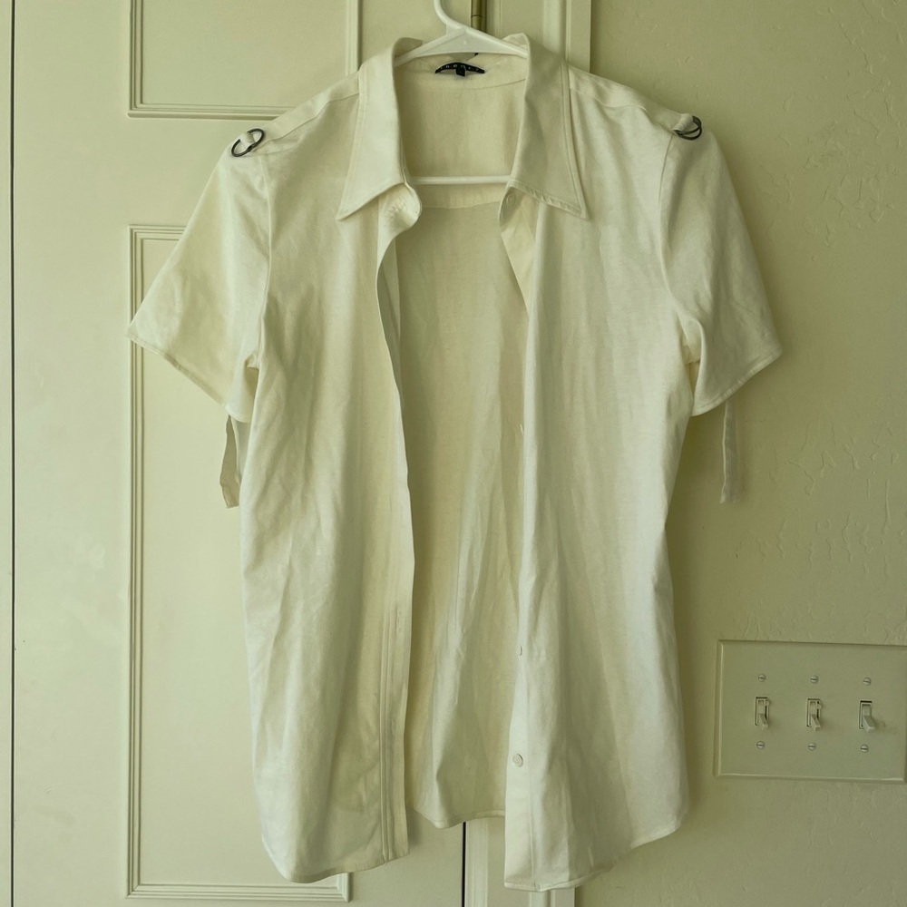 Theory Large Button Down Cream Shirt